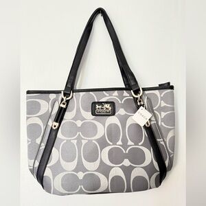 Coach Black and Gray Signature Tote